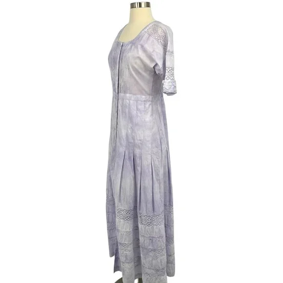 LoveShackFancy Edie Lilac Violet Cotton Midi Dress Size XS Short Sleeve - Picture 4 of 16